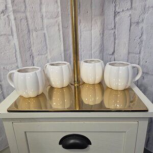 Horizon Group White Earthenware Small Pumpkin Mugs Set of 4
